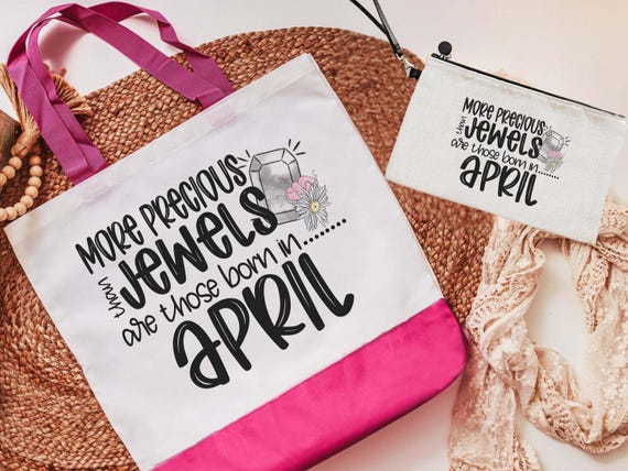 More precious than jewels April tote bag and wristlet