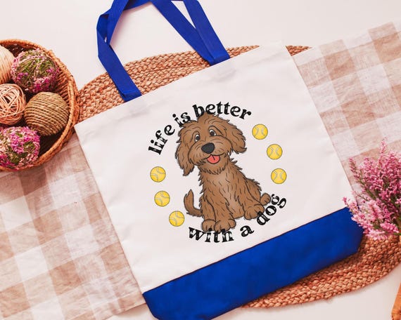 life is better with a dog tote bag for women, labradoodle mom labradoodle gifts, Christmas gifts for dog lovers, stocking stuffers for best