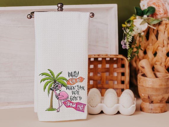 born to stand out flamingo kitchen towel for every season, inspirational hand towels for bathroom beach Christmas gifts for beach lovers