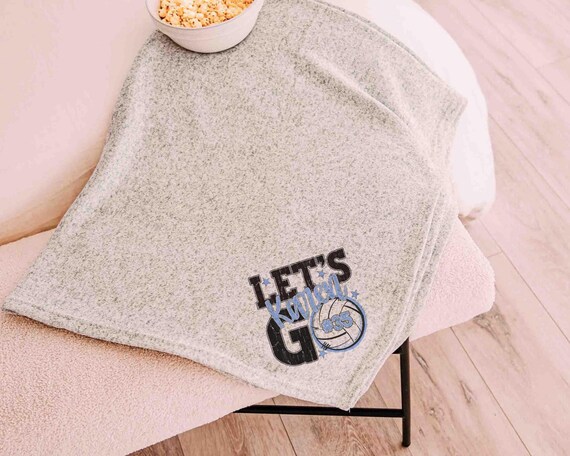 Personalized Carolina blue team number volleyball blanket