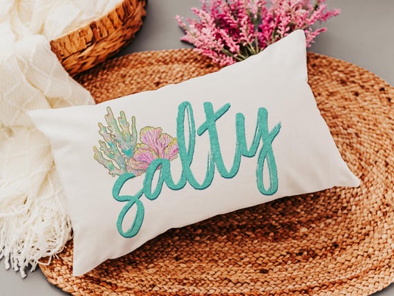 salty beach lumbar throw pillows for couch, mermaid vibes decorative pillows for girls, coastal housewarming gifts for daughter, funny gifts