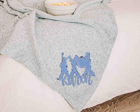 Personalized Carolina blue band blanket