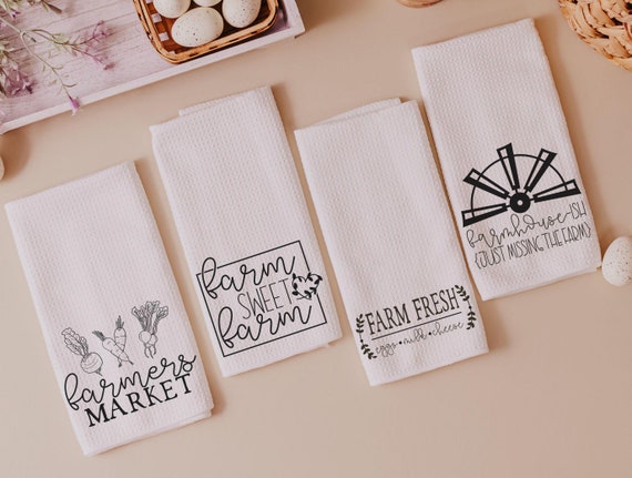farm sweet farm kitchen towels, farmhouse ish funny kitchen decor, urban farmgirl trad mom gifts for Mothers day gifts for gardeners, fresh