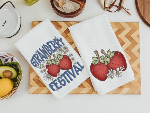 strawberry kitchen towel for mom, berry good time strawberry festival summer vibes fruit kitchen decor, cute hand towels for bathroom, best