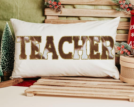 Teacher cow print throw pillow