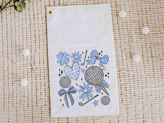 golf coquette golf towels with hook, Carolina blue school spirit golf team for women, cute golf gifts for friends, lady golfer gifts, best