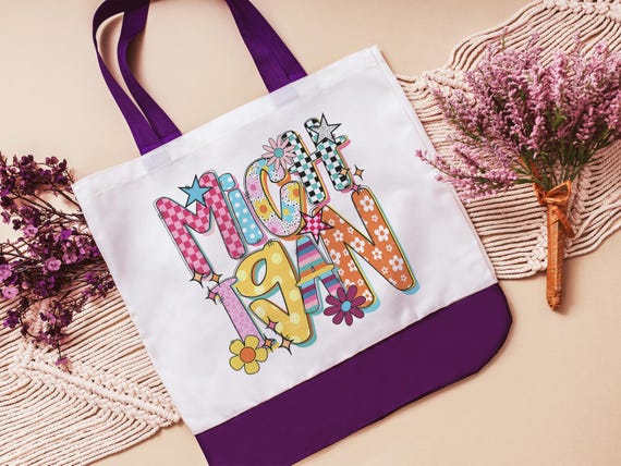 Pin Checkered Michigan tote bag