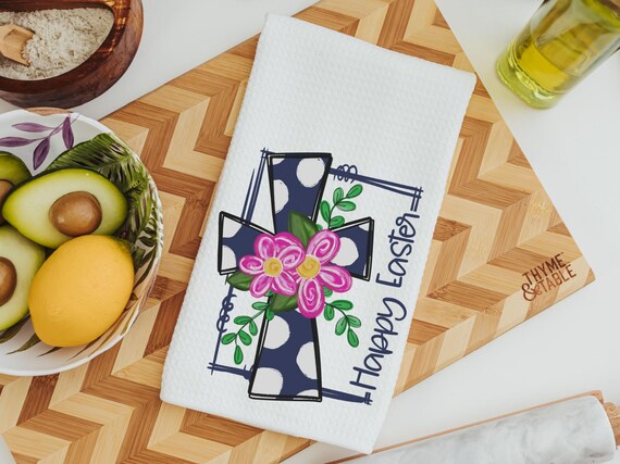 Floral Easter cross towels