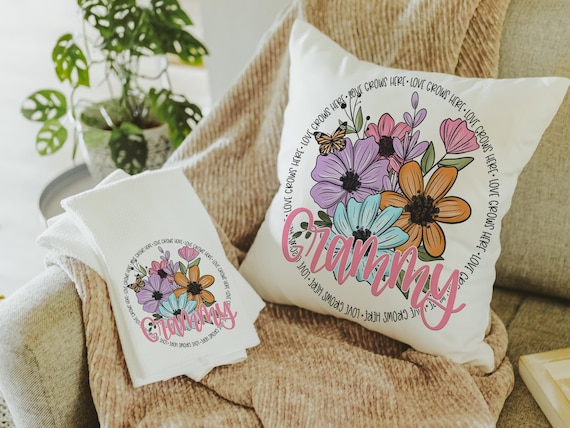 Personalized love grows here Grammy pillows + towels