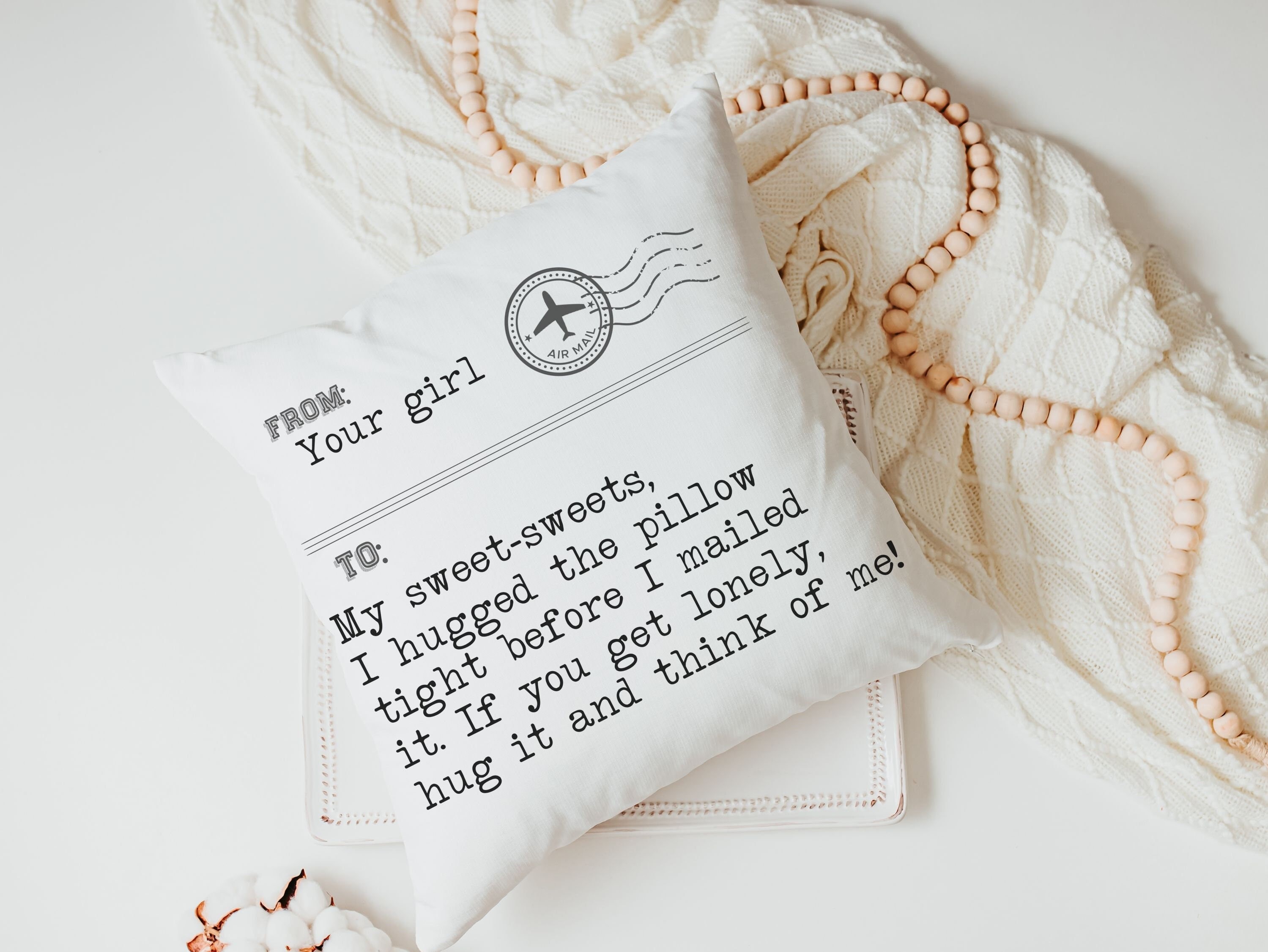 personalized hugged this pillow throw pillow for bed, traveler gifts for men, deployment gift for him, long distance relationship gift for