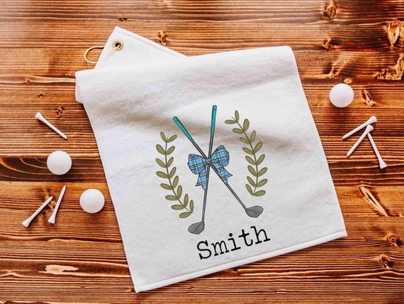 personalized golf coquette golf towels with grommet, girly golf bag accessories ladies golf ball towel, plaid golf ball towel, golf mom gift