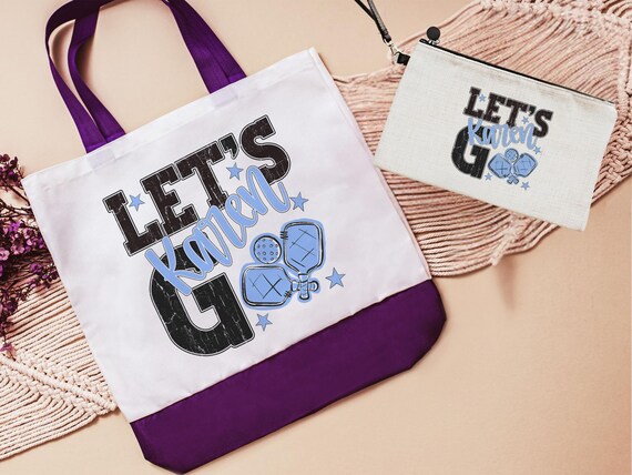 Personalized lets go pickleball tote bag & wristlet with zipper