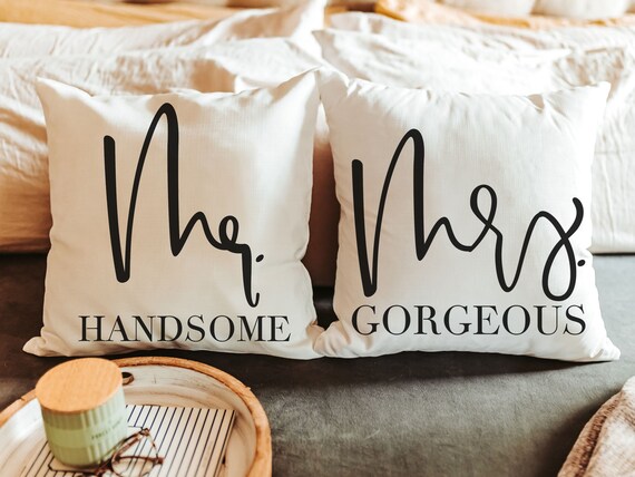 Wedding Throw Pillows for Bed Mr and Mrs Wedding Gift for Couple Unique His and Hers Gifts Bridal Shower Gift for Bride Anniversary Gift Etsy