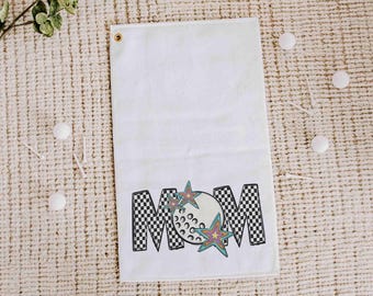 black and white checkered trendy golf towel for cart, golf Mothers day gift for golfers, golf mom gifts, cute golf accessories for women