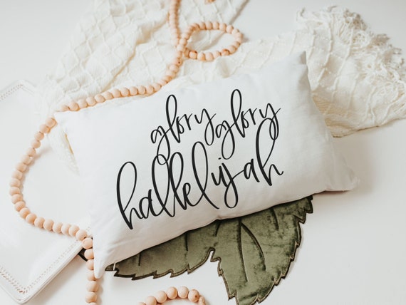 glory glory hallelujah christian throw pillow for couch with insert, Bible study leader gift, religious decor, faith gifts for women, pastor