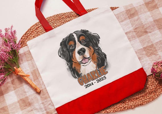 personalized Bernese Mountain dog tote bag with name, Berner mom dog memorial gift for women, remembrance gift for dog lover Christmas gifts
