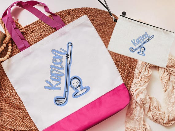 Personalized golf tote bag for women, lady golfer gift wristlet with zipper, golf gifts for her, lady golfer golfing tournament, golf bag