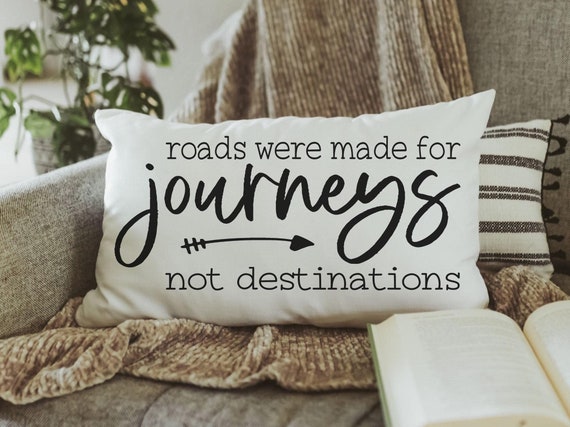 the journey is the destination lumbar pillow for bed, long distance best friend gift for women, wanderlust decor, inspirational gifts for