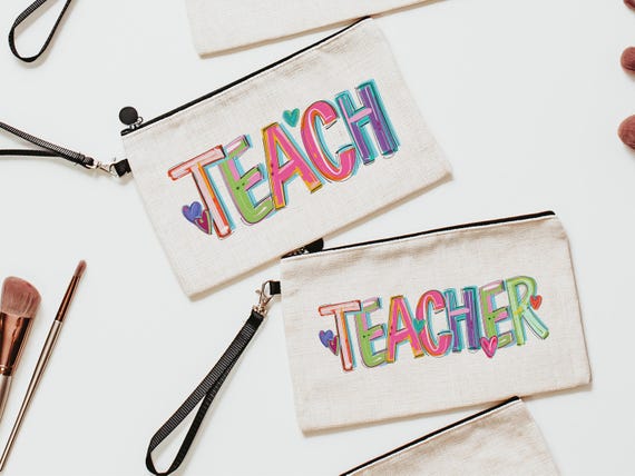 cute pencil pouch with zipper, teach and teacher gift for women, back to school gifts for teachers, school supplies pouch