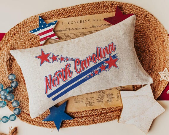 Custom North Carolina Patriotic Pillow