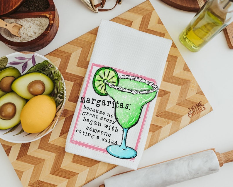 funny pina colada and margarita kitchen towels