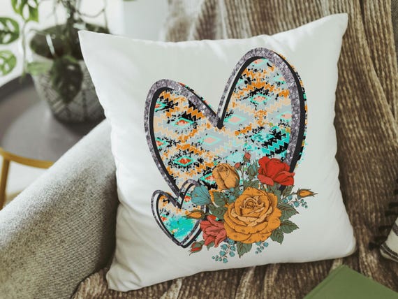 turquoise Aztec throw pillow, southwestern decor for home, unique wedding gifts for couple, new home gift for her, love gifts for girlfriend