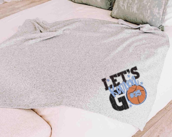 Personalized team number carolina blue basketball blanket with name