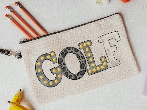 black leopard print golf bag accessory holder, marquee letters golf makeup bags for purse, golf mom Mothers day gifts for golfers, cute golf