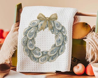 oyster shell spring wreath throw pillows for living room, oyster shell hand towels for bathroom beachy gifts for neighbors