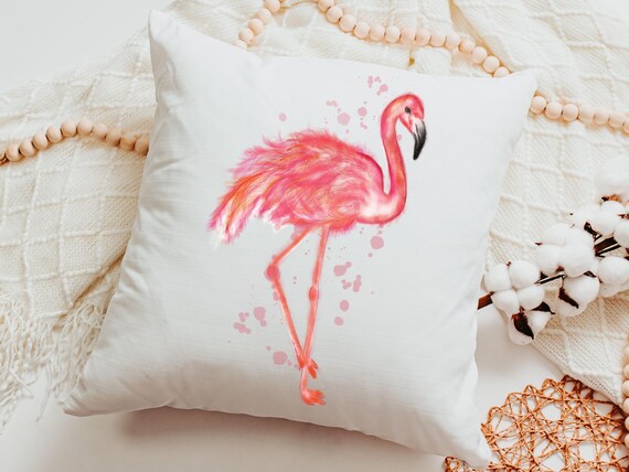 flamingo throw pillow for couch, pink dorm pillows for college girls, coastal decor beach house gifts, flamingo gifts for women, tropical
