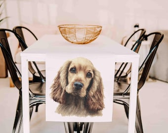 Cocker spaniel dog table runner for coffee table, cocker spaniel decor for dining table, cocker spaniel hostess gifts for women, kitchen