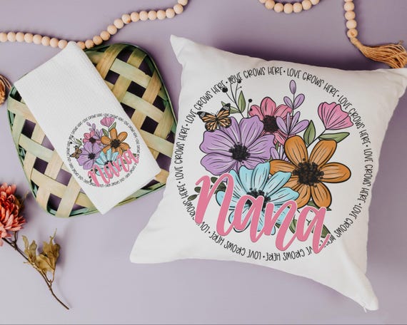 Personalized love grows here pillows + towels