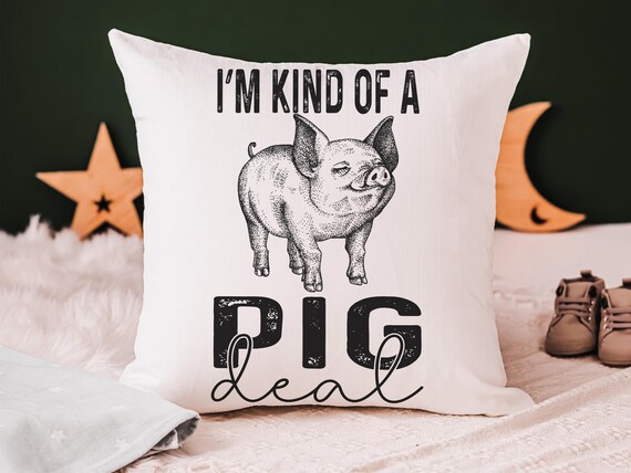 kind of a pig deal funny pig throw pillows for kids, encouraging classroom decor, whimsical pig gifts for girls, pig pillows for boys, farm