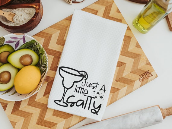 just a little salty margarita kitchen towel, 21st birthday gifts for bestie, cocktail bar decor, secret Santa gifts for her, home bar towel