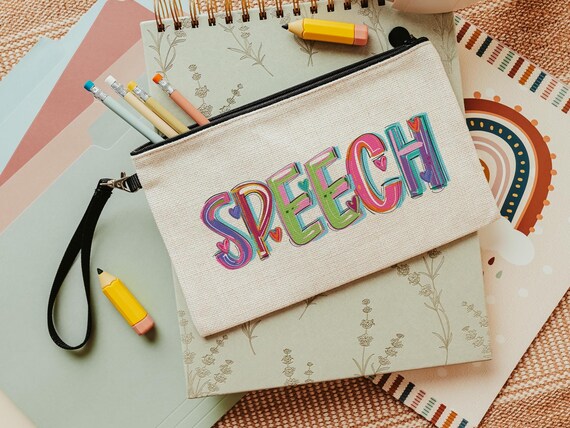 speech therapist pencil pouch makeup bags for women, speech teacher gifts for coworkers, SLP gifts from student, speech language pathologist