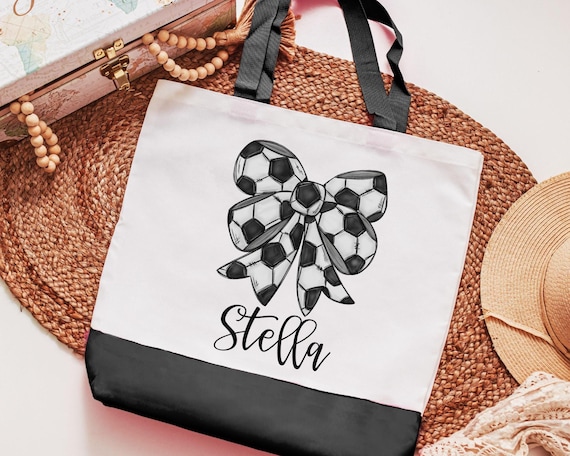 Personalized soccer tote bag with name