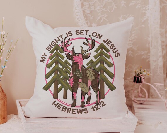 sight on Jesus Christian throw pillows for couch religious stocking stuffers for teens, pink camo nursery decor, baby girl baptism gifts