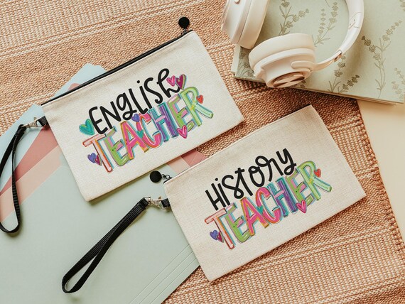 school supplies pencil pouch with zipper, back to school gifts for coworkers, history teacher gifts for women, English teacher appreciation