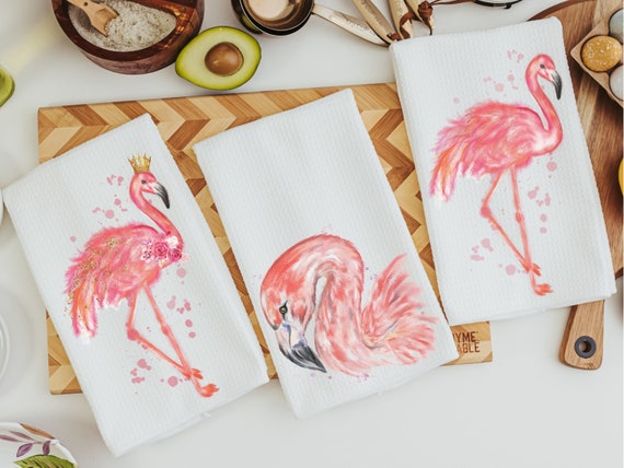 Flamingo Pattern Fingertip Towels, Hanging Towel For Wiping Hands