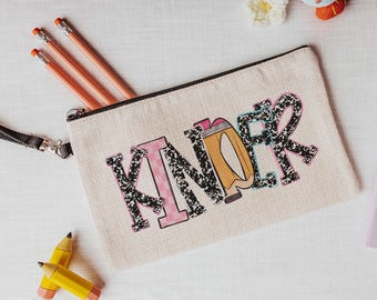 Kindergarten pennant back to school wristlet