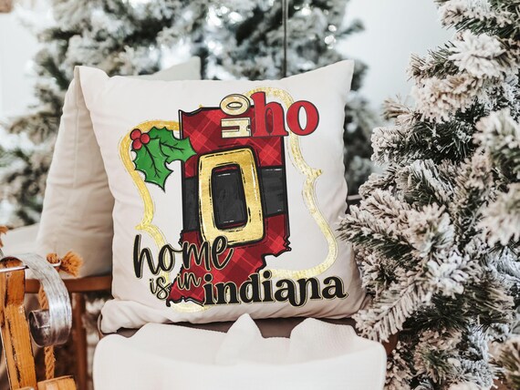 ho ho ho Indiana Christmas throw pillows for sofa, custom state Christmas decor for living room, Indiana gifts, Christmas gifts for neighbor