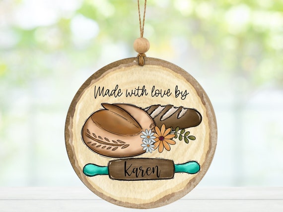 personalized made with love from the kitchen sourdough ornaments, baking gifts for Mom, cute Mothers day gifts for daughter in law, rear