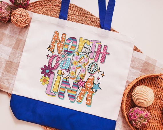 Rainbow Stripe North Carolina tote bag