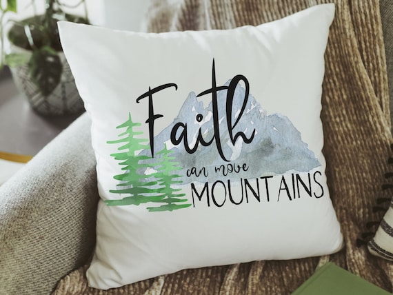 faith can move mountains Matthew 17 20 Bible verse throw pillow for bench, Christian birthday day gifts for sister, scripture pillow covers