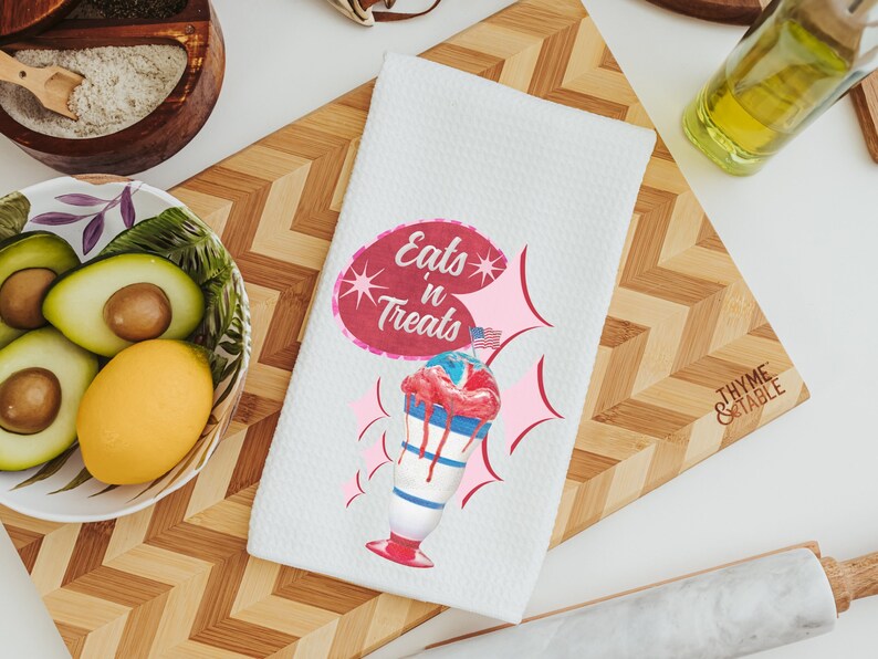 1950s Inspired Retro Kitchen Towels for Mom 50s Diner Decor Etsy