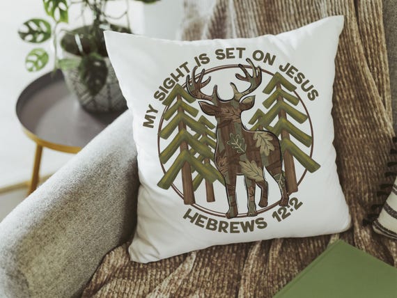 sight on Jesus Christian throw pillows for couch religious stocking stuffers for teen boys, hunting nursery decor, baby boy baptism gifts