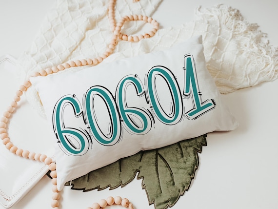 Custom Teal Zip Code Pillow