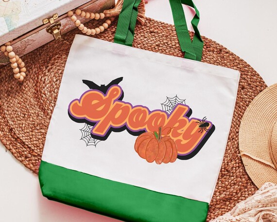 spooky tote bag for women, trick or treat bag for girls, reusable shopping bag, witchy gifts for best friend, Halloween candy bag for kids