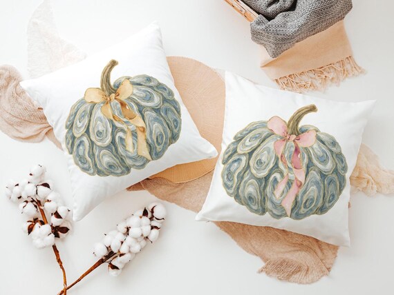 Oyster Shell Pumpkin Throw Pillows