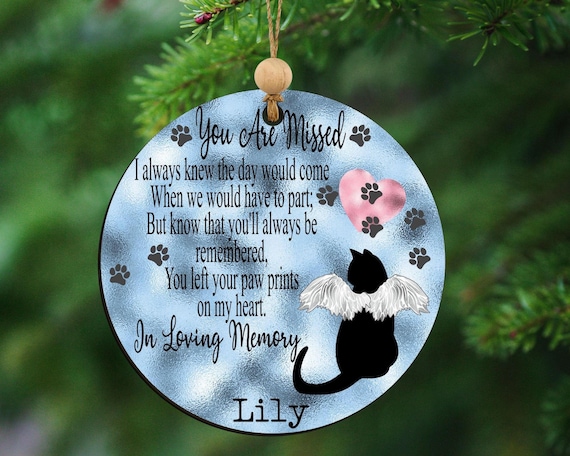 in loving memory ornament personalized paw prints on my heart cat memorial keepsake, cat loss bereavement gifts for women, loss of cat